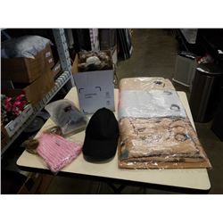 Lot of new curtains with various new hats