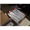 Image 3 : 2 BOXES AND TRAY OF KNIFE SETS, COMBS, PING PONG RACKET