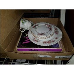 Lot of royal albert china plates and windsor crystal dish