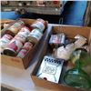 Image 1 : 2 boxes of collectible tins, antique bed warmer, shoe horns and more