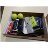 Image 2 : Box of new headbands, golf balls and tennis balls