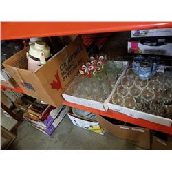 3 BOXES VINTAGE GLASSWARE, COFFEE CARAFFES AND MIRROR TILES