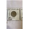 Image 2 : 3 CANADIAN SILVER 25 CENT QUEEN ELIZABETH II 1959-1961  .800 SILVER