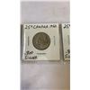 Image 3 : 3 CANADIAN SILVER 25 CENT QUEEN ELIZABETH II 1959-1961  .800 SILVER