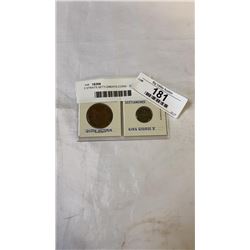 2 STRAITS SETTLEMENTS COINS - 1890  1 CENT AND 1918  10 CENT
