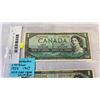 Image 2 : 3 CANADIAN 1 DOLLAR BILLS 1954, 1967, 1973 - LAST YEAR OF BILL