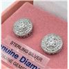 Image 2 : STERLING SILVER DIAMOND EARRINGS W/ APPRIASAL $895 - 15 DIAMONDS (0.01CT) BIRTHSTONE APRIL