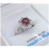 Image 2 : STERLING SILVER 6MM GENUINE RUBY AND CZ RING  - RETAIL $500, SIZE 8