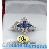 Image 1 : 10KT WHITE GOLD GENUINE BLUE SAPPHIRE AND DIAMOND RING W/ APPRAISAL $1480 - SIZE 6.75, 0.6CT SAPPHIR