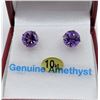 Image 1 : 10KT YELLOW GOLD 7MM GENUINE AMETHYST STUD EARRINGS - RETAIL $500, 2.75CTS AMETHYST BIRTHSTONE FEBRU