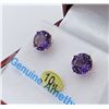 Image 2 : 10KT YELLOW GOLD 7MM GENUINE AMETHYST STUD EARRINGS - RETAIL $500, 2.75CTS AMETHYST BIRTHSTONE FEBRU