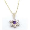Image 1 : 9KT YELLOW GOLD 3MM GENUINE AMETHYST AND CZ PENDANT W/ YELLOW GOLD PLATED STERLING CHAIN W/ APPRAISA