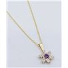Image 2 : 9KT YELLOW GOLD 3MM GENUINE AMETHYST AND CZ PENDANT W/ YELLOW GOLD PLATED STERLING CHAIN W/ APPRAISA