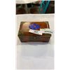 Image 1 : WOOD AND BRASS JEWELLERY BOX W/ JEWELLERY - BEADED, BONE, CLOISONNE, ETC