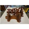 Image 6 : Elephant statue, bird candleabra and wooden corner shelves