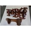 Image 7 : Elephant statue, bird candleabra and wooden corner shelves