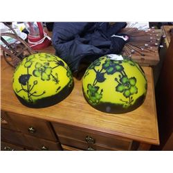 2 HAND PAINTED GLASS DOMES