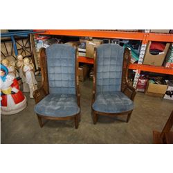 TWO WOOD FRAMED WINGBACK CHAIRS