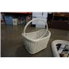 Image 4 : WHITE WICKER MIRROR AND WHITE WICKER BASKET