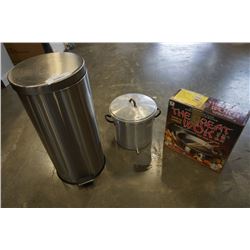 STEAMER POT, WOK AND STAINLESS WASTE BIN