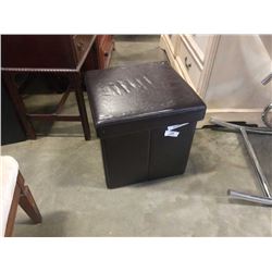 Brown storage ottoman with lid and folding tv tray