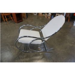 MCM CHROME WHITE LEATHER ROCKING CHAIR
