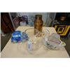 Image 1 : VW lidded jar, brass can, hand painted swan and glass bowl