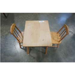 WOOD KIDS TABLE AND 2 CHAIRS