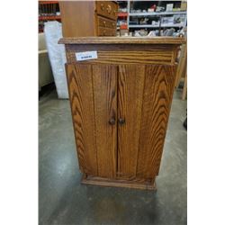 SMALL OAK LIGHTED CABINET