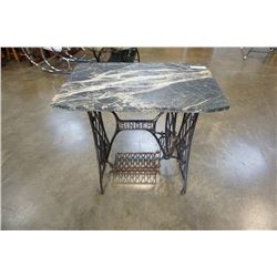 Marble top singer sewing table with trestle base