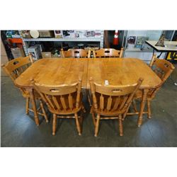 MAPLE DINING TABLE WITH 2 LEAFS AND 6 CHAIRS