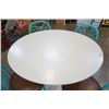 Image 3 : ROUND WHITE PEDESTAL TABLE WITH 4 TEAL CHAIRS