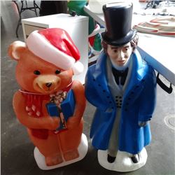 35" christmas bear & 38" christmas caroller illuminted lawn ornaments