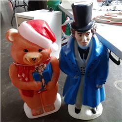 35" christmas bear & 38" christmas caroller illuminted lawn ornaments