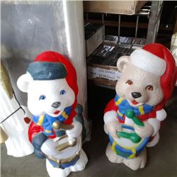 Two illuminated Christmas bear lawn ornaments 30 inches tall