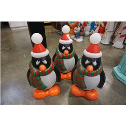 3 christmas penguin illuminated lawn ornaments 32" tall