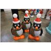 Image 1 : 3 christmas penguin illuminated lawn ornaments 32" tall