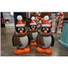 Image 2 : 3 christmas penguin illuminated lawn ornaments 32" tall