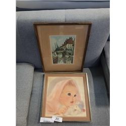 Signed watercolor and baby art