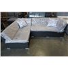 Image 1 : BRAND NEW PREMIUM SMALL L OUTDOOR SECTIONAL RETAIL $1199 W/ LIGHT GREY CUSHIONS AND 2 ACCENT PILLOWS