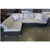 Image 1 : BRAND NEW PREMIUM SMALL L OUTDOOR SECTIONAL RETAIL $1199 W/ LIGHT GREY CUSHIONS AND 2 ACCENT PILLOWS