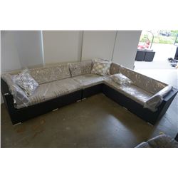 BRAND NEW PREMIUM OUTDOOR GIANT L SECTIONAL W/ LIGHT GREY CUSHIONS AND 3 ACCENT PILLOWS  - RETAIL $2