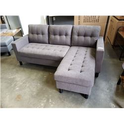 BRAND NEW CHARCOAL TUFTED REVERSIBLE SECTIONAL SOFA - RETAIL $899, NEW IN BOX