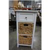 Image 2 : WHITE AND WICKER 3 DRAWER STAND