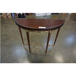 ORIENTAL ACCENT BRASS AND WOOD D TABLE