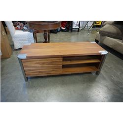 MODERN 1 DRAWER TV STAND WITH BRUSHED METAL ACCENTS