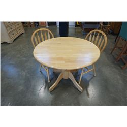 MAPLE DROPLEAF DINING TABLE AND 2 HOOPBACK CHAIRS