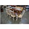 Image 1 : WOOD DINING TABLE WITH LEAF AND 6 CHAIRS