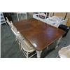 Image 5 : WOOD DINING TABLE WITH LEAF AND 6 CHAIRS