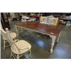 Image 7 : WOOD DINING TABLE WITH LEAF AND 6 CHAIRS
